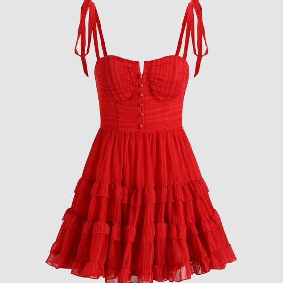 Cider Dresses & Skirts - Cider Red Ruched Sweetheart Mini Dress